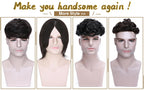 S-noilite 16x19cm 35g Men Toupee Human Hair Replacement System Hair Toppers Hairpiece 4Inch Hair Wig Men Clip In Hair Extensions