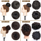 S-noilite 30g Hair Bun Curly Or Straight Chignon 100% Human Hair Donut Hairpiece Brown Blonde Headwear Wrap On Elastic Scrunchie