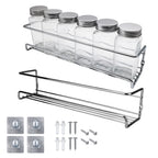 Kitchen Organizer 2 Pcs Metal Hanging Racks For Home Restaurant Wall-Mounted Seasoning Shelf Spice Jar Storage Rack Single Layer