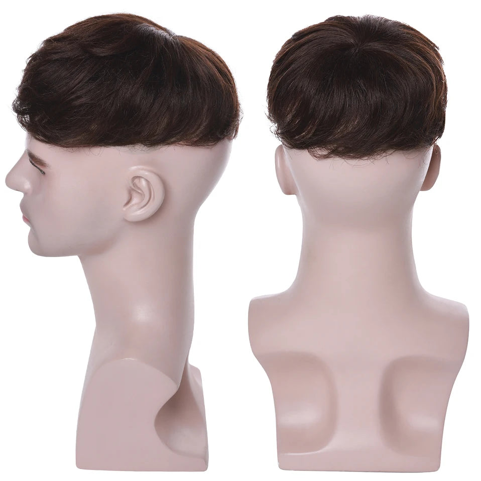 S-noilite 16x19cm 35g Men Toupee Human Hair Replacement System Hair Toppers Hairpiece 4Inch Hair Wig Men Clip In Hair Extensions
