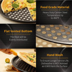 Nonstick Carbon Steel Pizza Crisper Trays Pizza Baking Pan Mold with Holes Round Deep Dish Plate