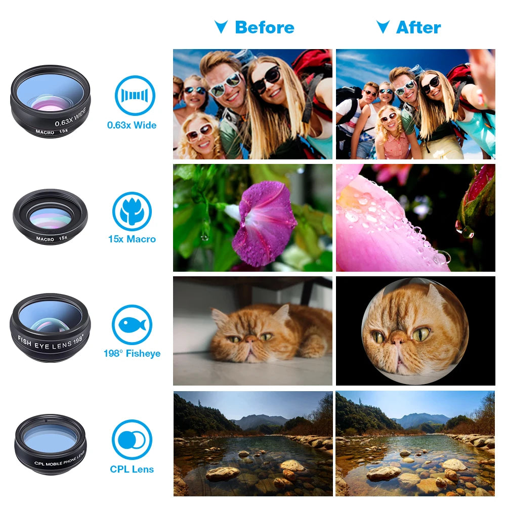 APEXEL 22X Telephoto Lens Kit for iPhone Samsung 10in1 Set Phone Camera Lens Wide Macro Filter Lens for Mobile Phone Accessories Imagen secundaria del producto
