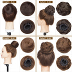 S-noilite 30g Hair Bun Curly Or Straight Chignon 100% Human Hair Donut Hairpiece Brown Blonde Headwear Wrap On Elastic Scrunchie