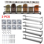 Kitchen Organizer 2 Pcs Metal Hanging Racks For Home Restaurant Wall-Mounted Seasoning Shelf Spice Jar Storage Rack Single Layer