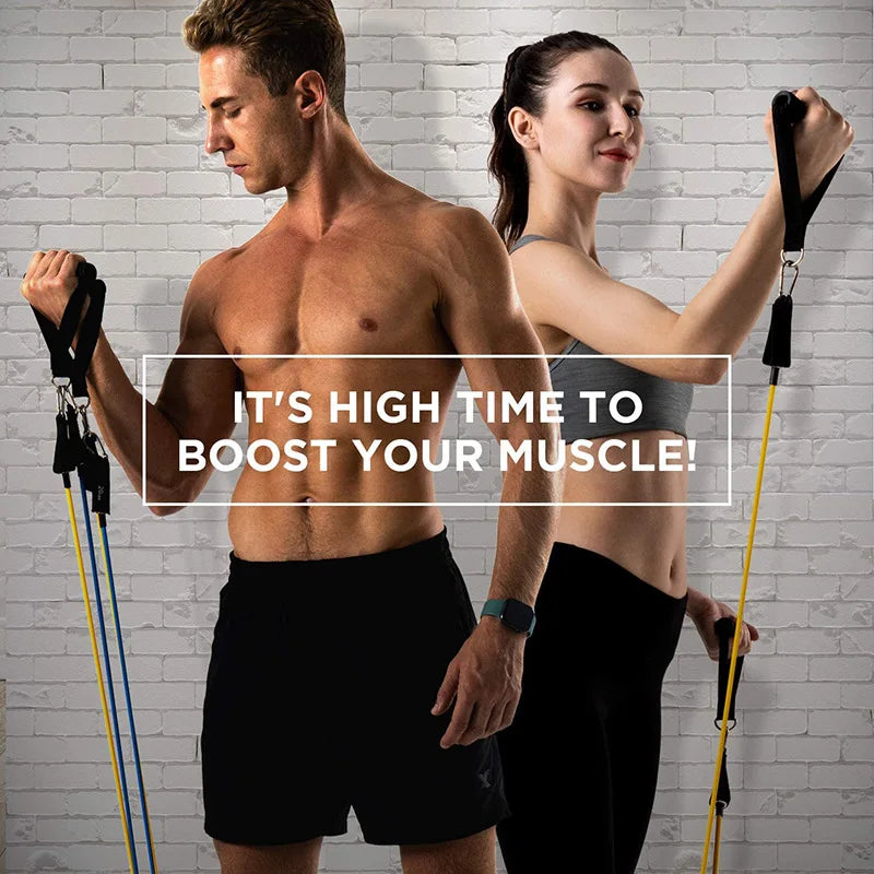 Resistance strap with handle: used for muscle training, strength building, body shaping, yoga, home fitness equipment - natural