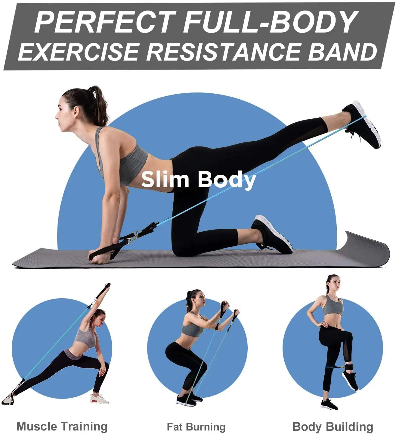 Resistance strap with handle: used for muscle training, strength building, body shaping, yoga, home fitness equipment - natural