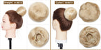 S-noilite 30g Hair Bun Curly Or Straight Chignon 100% Human Hair Donut Hairpiece Brown Blonde Headwear Wrap On Elastic Scrunchie