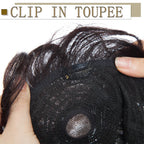 S-noilite 16x19cm 35g Men Toupee Human Hair Replacement System Hair Toppers Hairpiece 4Inch Hair Wig Men Clip In Hair Extensions