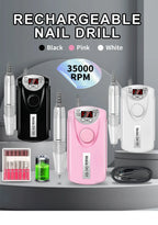 35000RPM Nail Drill Machine for Nails Rechargeable Manicure Low Noise Professional Electric Nail Drill Motor Polishe Sander Tool