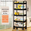 5-layer Multi-function Multifunctional Rolling Storage Cart,Open Shelves for Living Spaces Book Display,Ideal ForKitchen,Bedroom