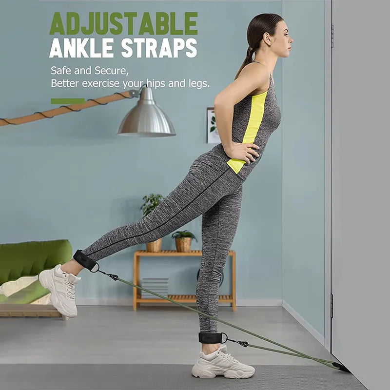 Resistance strap with handle: used for muscle training, strength building, body shaping, yoga, home fitness equipment - natural
