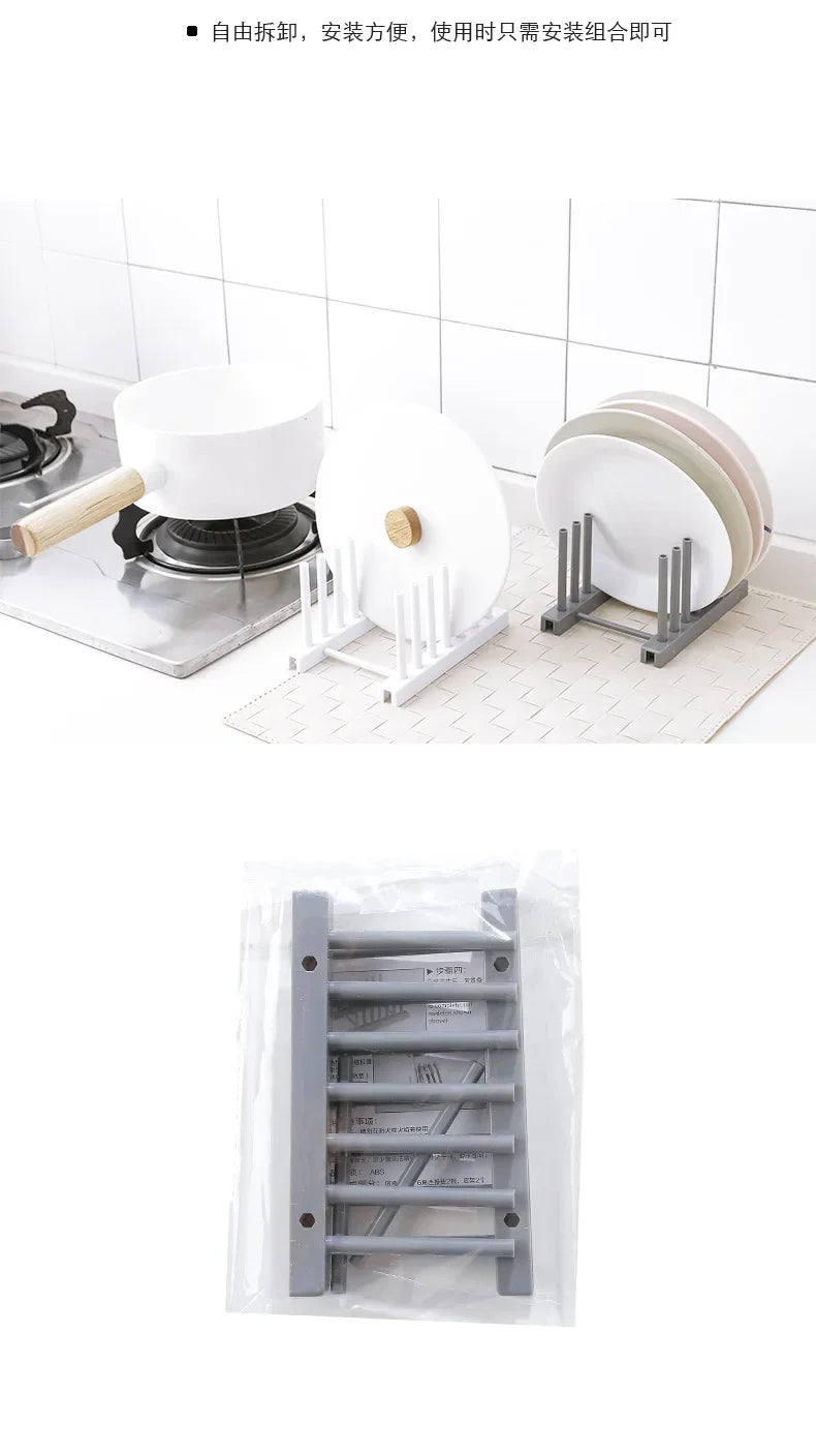 Wooden Dish Drainer Rack Kitchen Dishes Stand Plate Dish Drying Rack Pot Lid Racks Kitchen Organizer Drying Cups Display Shelf