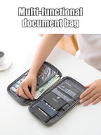 Travel Document Organizer - Waterproof Passport Holder with RFID Blocking, Multi-Card Slots & Zipper Pocket for Airplane/Train