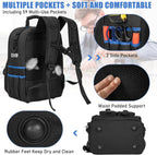 Tool Backpack, Heavy Duty Tool Bag with Padded Shoulder and Removable Tool Organizer, Water-Resistant Work Backpack, for Electricians