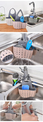 Home Storage Drain Basket Kitchen Sink Holder Adjustable Soap Sponge Shlf Hanging Drain Basket Bag Kitchen Accessories