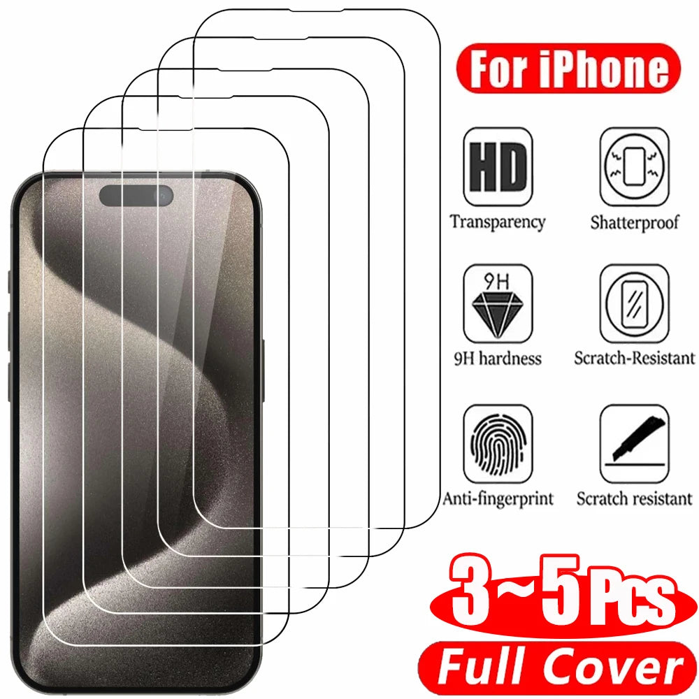 Clear Glass Film For iPhone 17 16 15 Pro Max Screen Protector For iPhone 11 12 13 14 15 Pro Tempered Glass iPhone13 Mini 16 Plus Imagen principal del producto