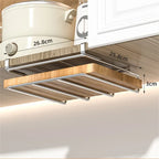 JUSTINLAU Stainless steel Kitchen Hanging Organizer Rack with Hook Paper Towel Rag Hanging Cutting Board Pot Cover Storage Shelf