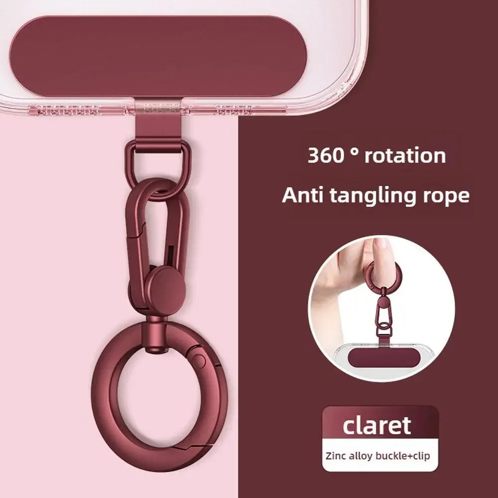 Metal Phone Lanyard Gasket Patch Rotatable Metal Buckle Hanging   Steel Clip Card Cord Tab Mobile Phone Accessories Imagen principal del producto