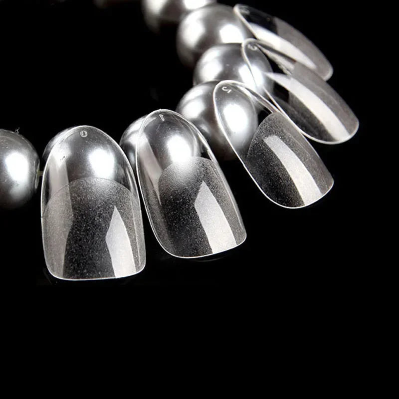 120Pcs Short Almond Oval Fake Nail Tips Extension System Sculpted Full Cover Nail Gel French Ballerinas Capsules Press On Tips