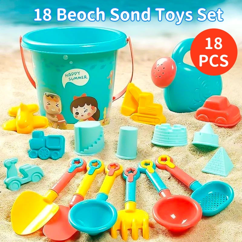 Children Beach Toys Summer Outdoor Games Sand Play Plastic Bucket Watering Bottle Shovels Kids Beach Water Game Toys Tools Gifrs Imagen principal del producto
