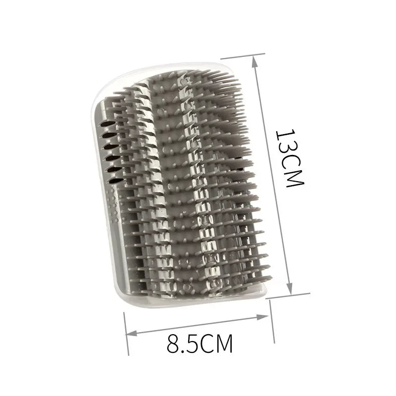 Cat Scratcher Massage Comb - Corner Scratching Brush with Catnip, Pet Deshedding Comb for Hair Removal, Grooming