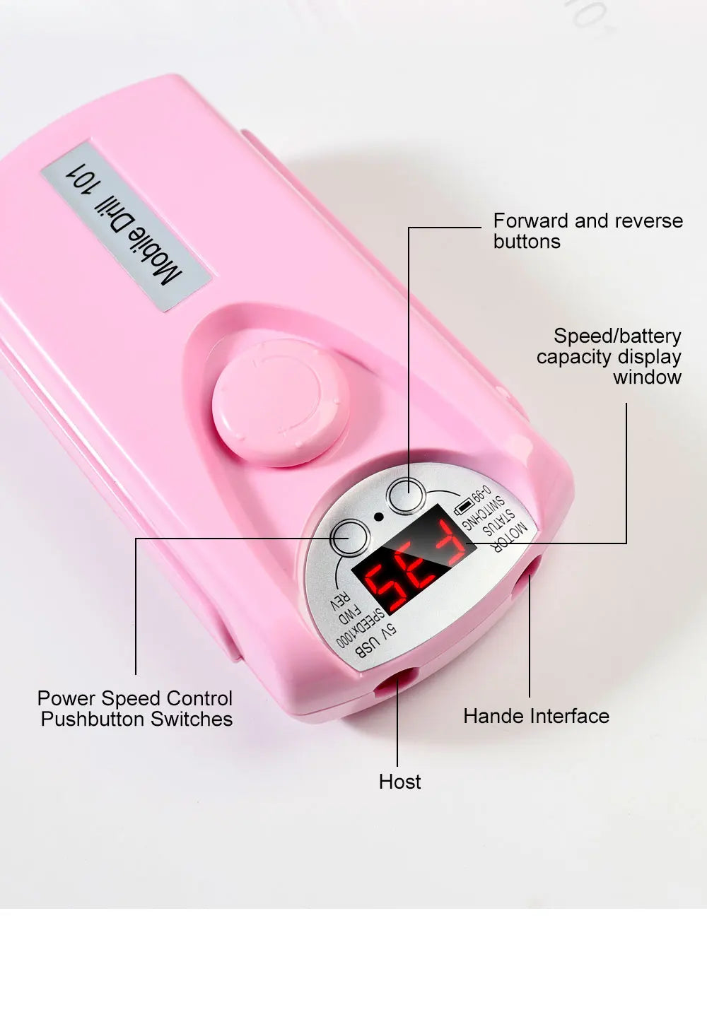 35000RPM Nail Drill Machine for Nails Rechargeable Manicure Low Noise Professional Electric Nail Drill Motor Polishe Sander Tool