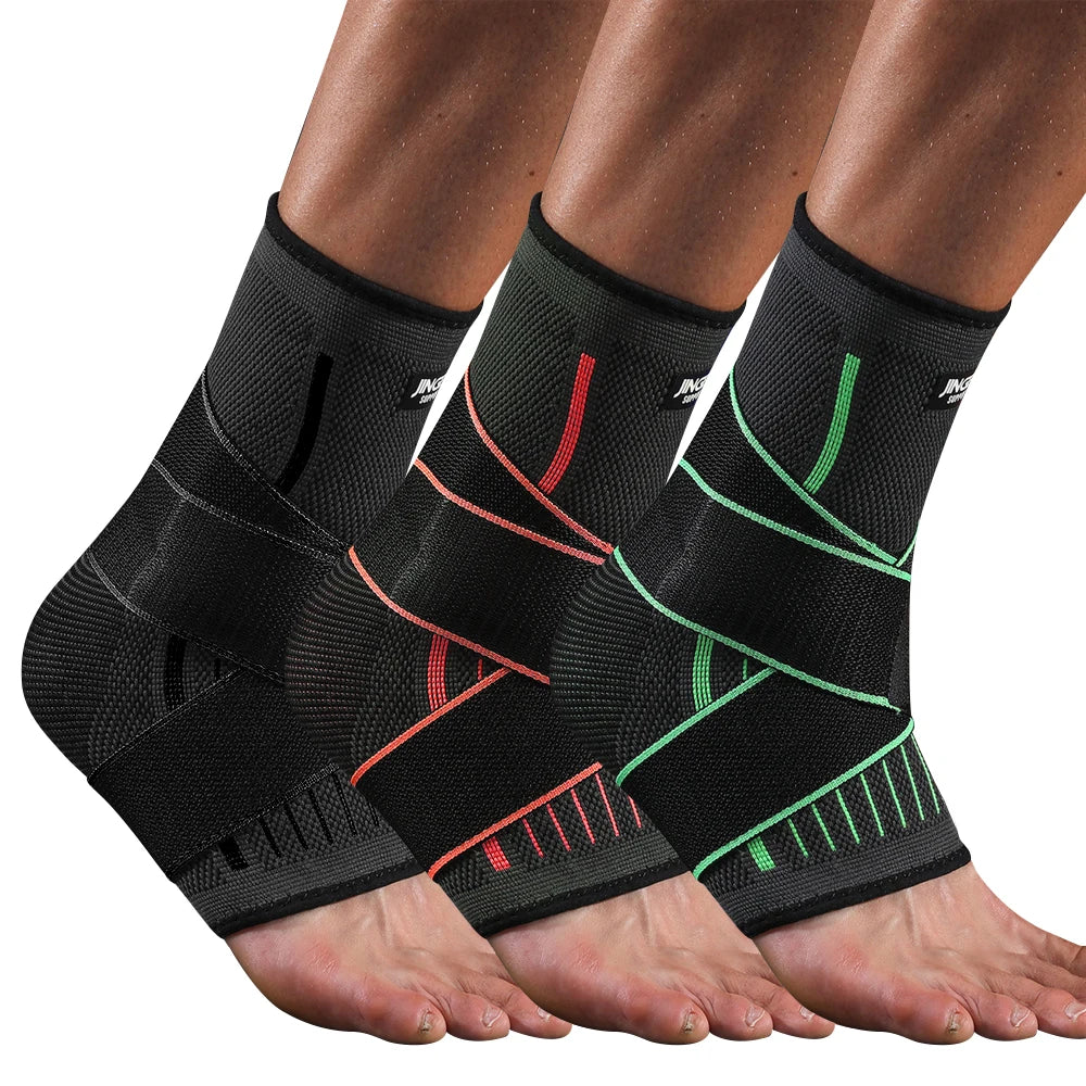 1 Pcs Ankle Brace Compression Sleeve, Adjustable Ankle Support Strap for Sprained, Plantar Fasciitis, Injury Recovery, Running