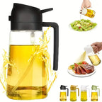 2-in-1 Kitchen Oil Sprayer and Dispenser Bottle, Plastic Oil Mister for Cooking, BBQ, Baking, Roasting and Picnic