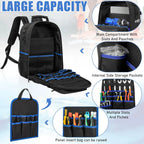 Tool Backpack, Heavy Duty Tool Bag with Padded Shoulder and Removable Tool Organizer, Water-Resistant Work Backpack, for Electricians