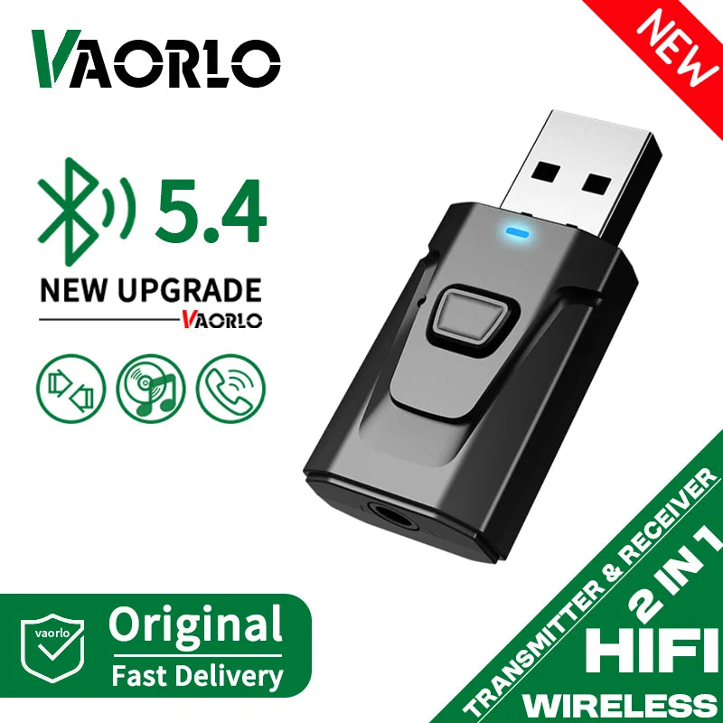 USB Bluetooth 5.4 Audio Transmitter Receiver MIC Wireless Adapter  3.5mm AUX/RCA for TV PC Headphone Home Stereo Car HIFI Music Imagen principal del producto
