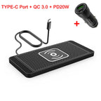 Car Wireless Charger Silicone Non-Slip Pad for iPhone 15 14 13 12 Samsung S24 S23 Xiaomi Car Phone Fast Induction Charging Pad