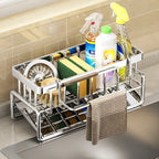 Kitchen Sponge Holder Stainless Steel Sink Drain Rack Soap Drainer Towel Rack Shelf Organizer bathroom Storage Accessories