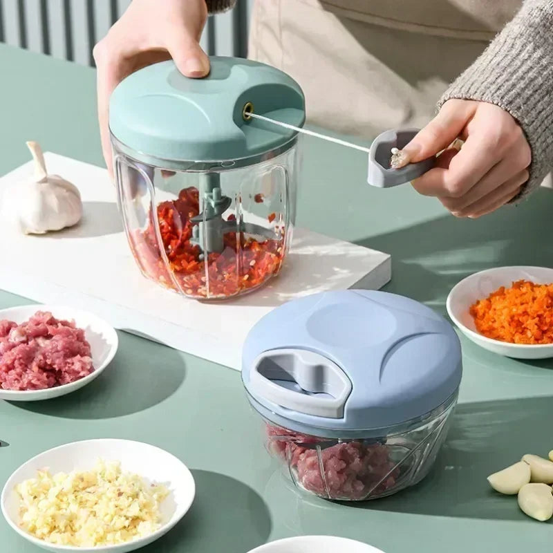500/900ML Rope Grinder Vegetable Cutter Kitchen Garlic Puller Minced Garlic Chili Fruit Puree Garlic Mixer Rotary Food Processor Imagen principal del producto