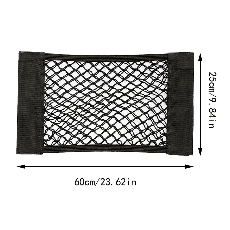 Car Rear Seat Storage Organizer Mesh Adjustable Elastic Straps Anti-Slip Net for SUV Sedan Vehicle Interior Organization Tools