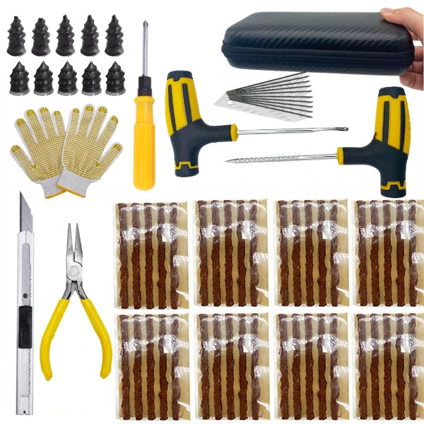 Auto Tire Repair Kit - Puncture Plug Tools, Tyre Puncture Emergency Kit for Universal Tires, with Stirring Glue Repair Tool