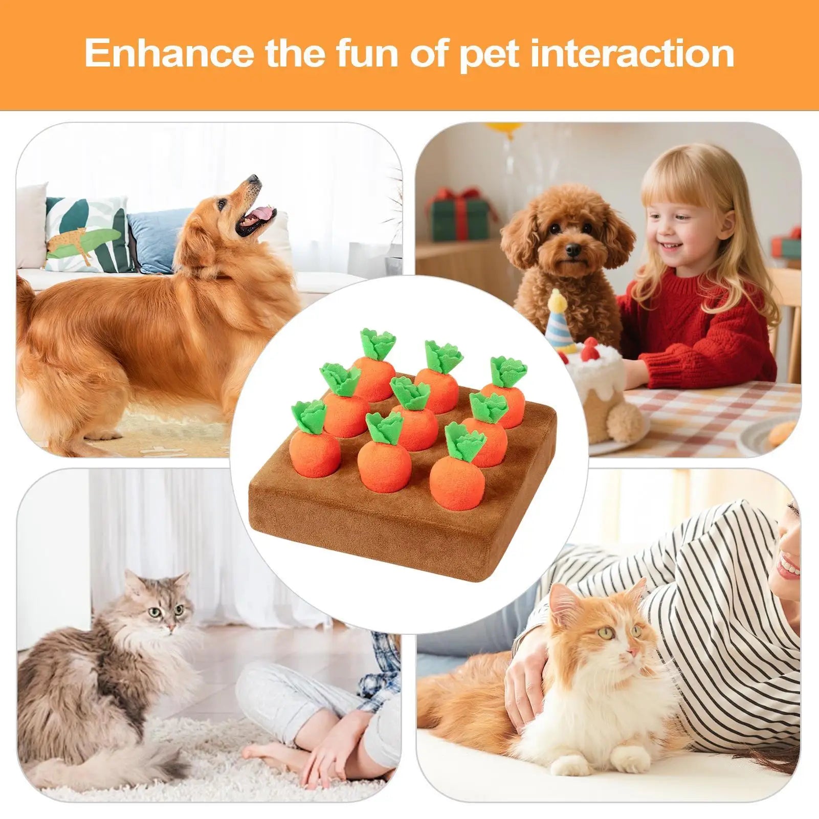 Dog Snuffle Mat Funny Interactive Enrichment Toys Carrot Puzzle Nosework Feed Games Pets Dog Activities For Boredom Relief