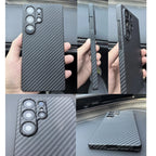 Carbon Fiber Case For Samsung Galaxy S25 Ultra/S25+/S25/S25 Edge Lens Camera Protection Aramid Fiber Cover Lightweight Slim Case