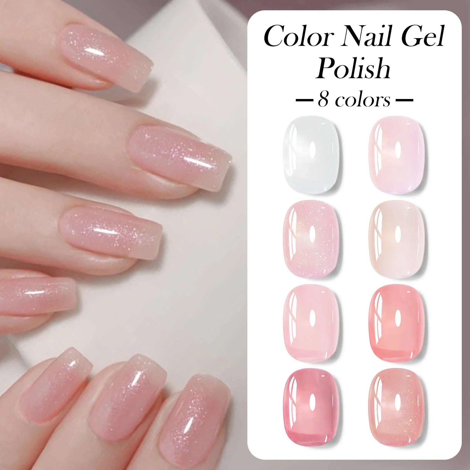 8pcs Nude Jelly Gel Nail Polish Set With Box Translucent Color Semi Permanent Soak Off UV LED Gel Varnish Nail Supplies Manicure Imagen secundaria del producto