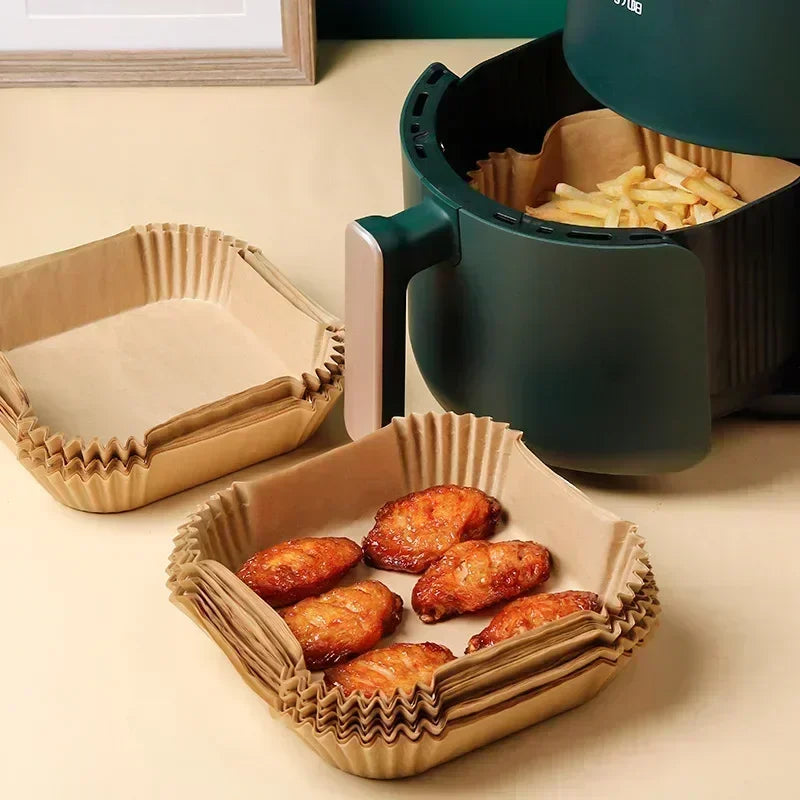1/100PCS Air Fryer Disposable Paper Square Round Baking Paper Barbecue Plate NonStick Mat Kitchen Oven Oil Absorbing Paper Tool Image secondaire du produit