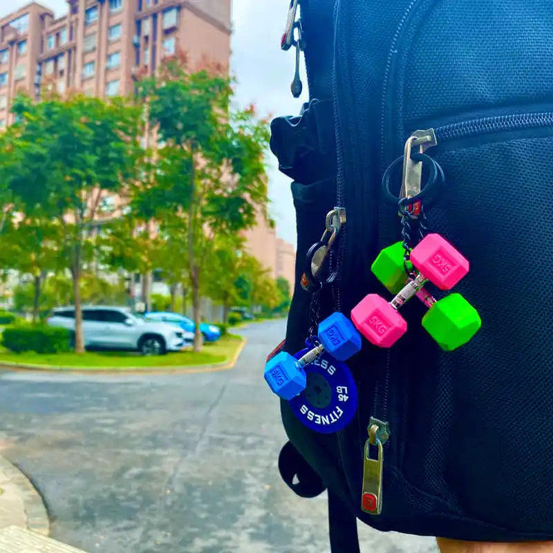 New Barbell Keychain DlY Silicone Dumbbell Keychain Gym Gifts for Gym Lovers Fitness Trainer Gift Backpack Car Key Pendant