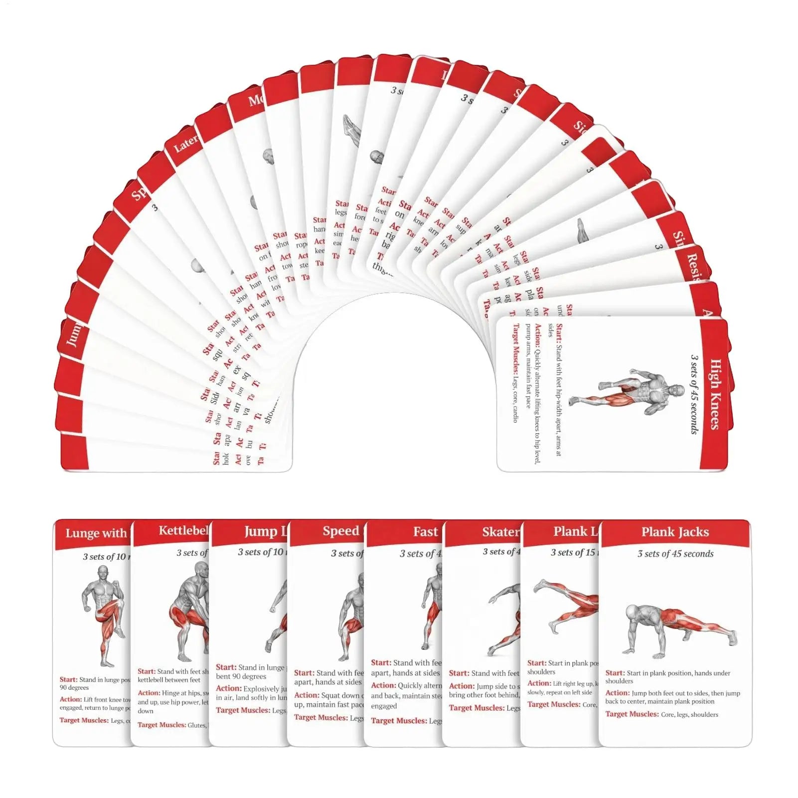 Workout Cards Deck 36 Pieces High-Definition Portable Cards Training Exercises Guide for Women Men Beginners Home Gym Outdoor