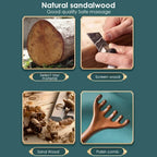 Natural Golden Sandalwood Five-Claw Scalp Massager Gua Sha Tool Back Scratcher Spa Handheld Meridian Massage Comb Hair Care