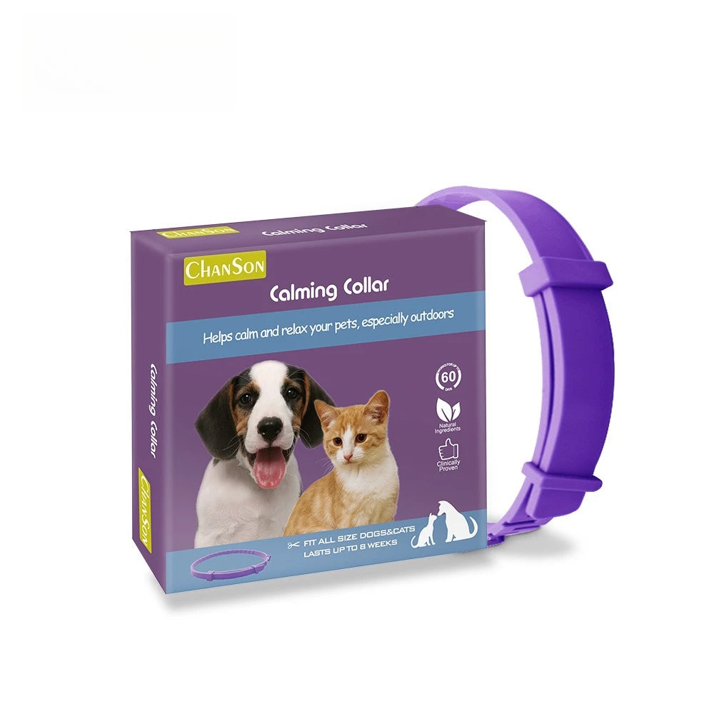 Pet Calming Collar For Cats Dogs Adjustable Anxiety Pheromone Reducing Pet Collar Lasting Natural Calm Relax Soothing Collars