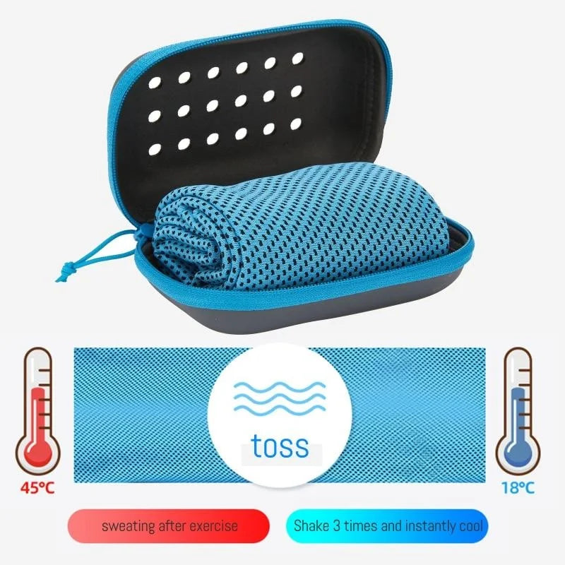 Quick Drying Cooling Towel Soft Breathable Chilly Sweat Absorption Cold Towel with Storage Box Sports Running Yoga Gym Club Imagen principal del producto