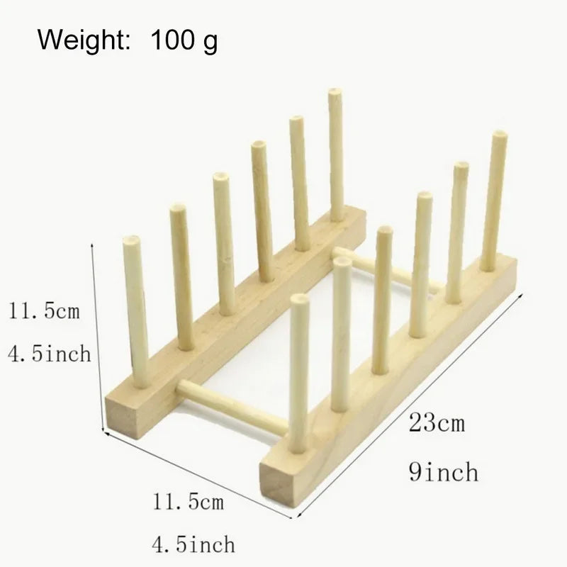 Wooden Dish Drainer Rack Kitchen Dishes Stand Plate Dish Drying Rack Pot Lid Racks Kitchen Organizer Drying Cups Display Shelf
