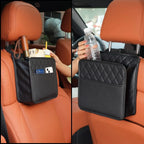 Universal Car Seat Back Organizer PU Leather Storage Bag Multi-Pocket Design Waterproof Tissue Holder Cup Holder Garbage Pocket