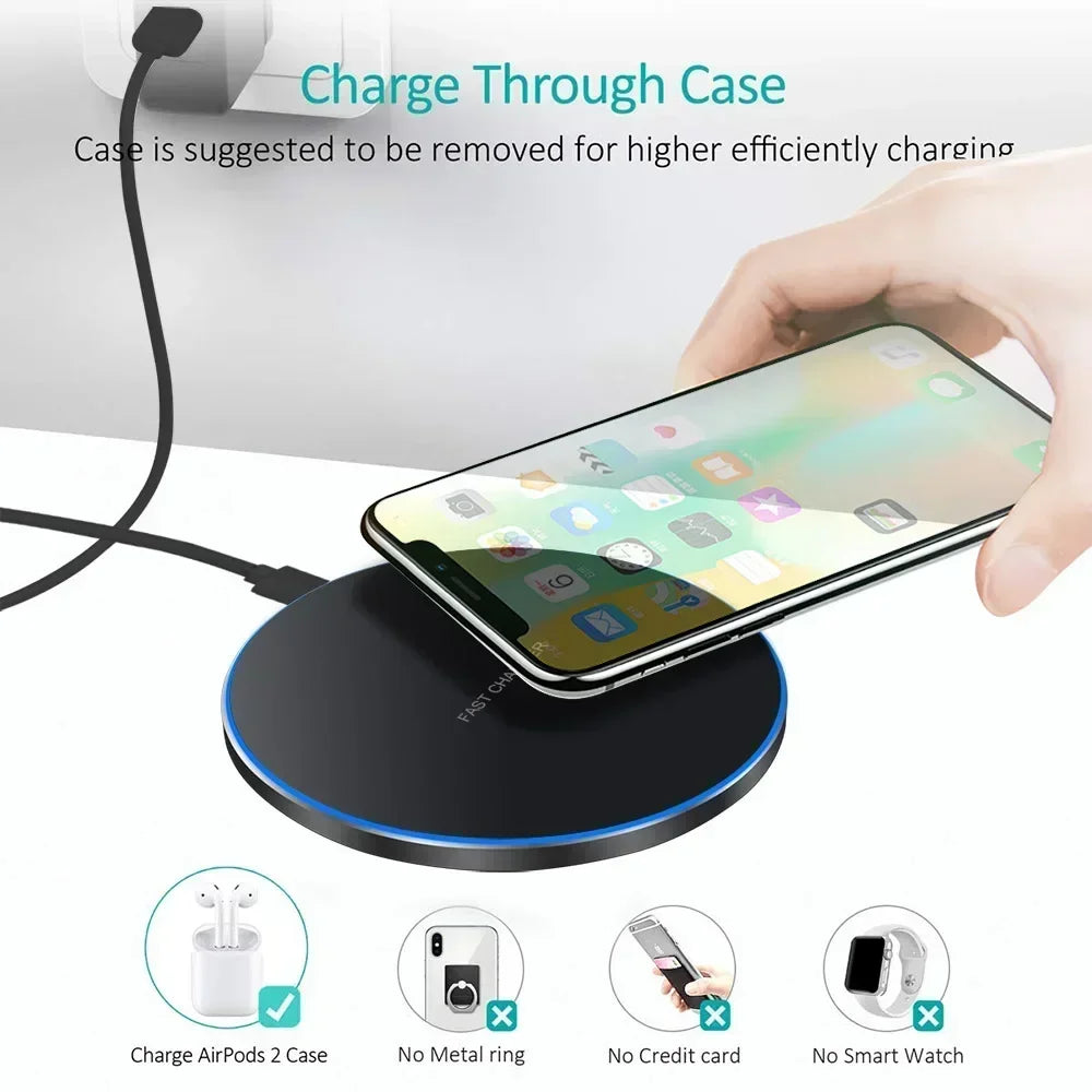 New Wireless Charger For iPhone 17 16 15 14 13 Pro Max Induction Fast Charging Pad Dock Station For Samsung S24 Xiaomi Huawei