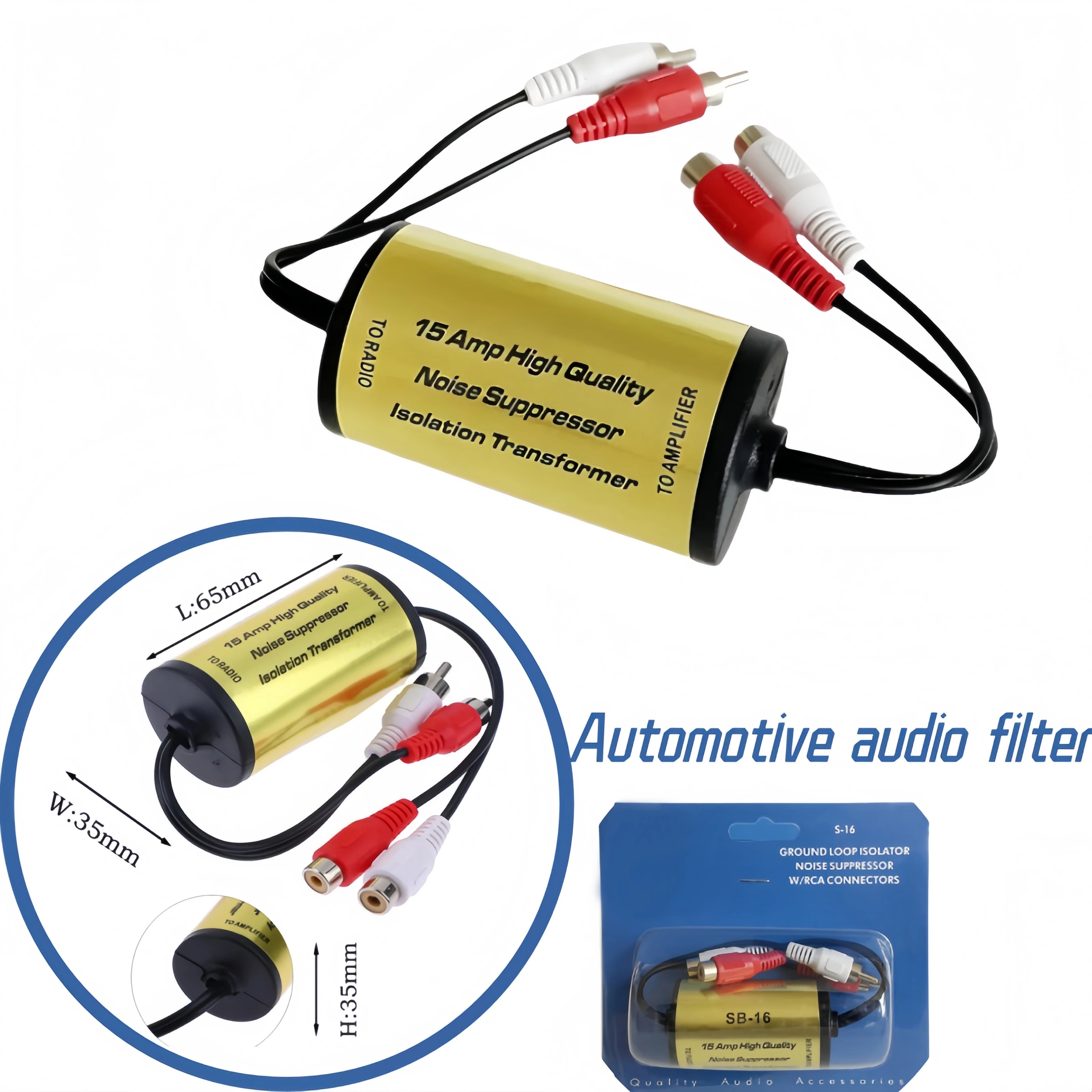 Audio Noise Filter Ground Loop Isolator for RCA Eliminate Hum Buzz Static Car Home Stereo System Car Audio Upgrade Filter