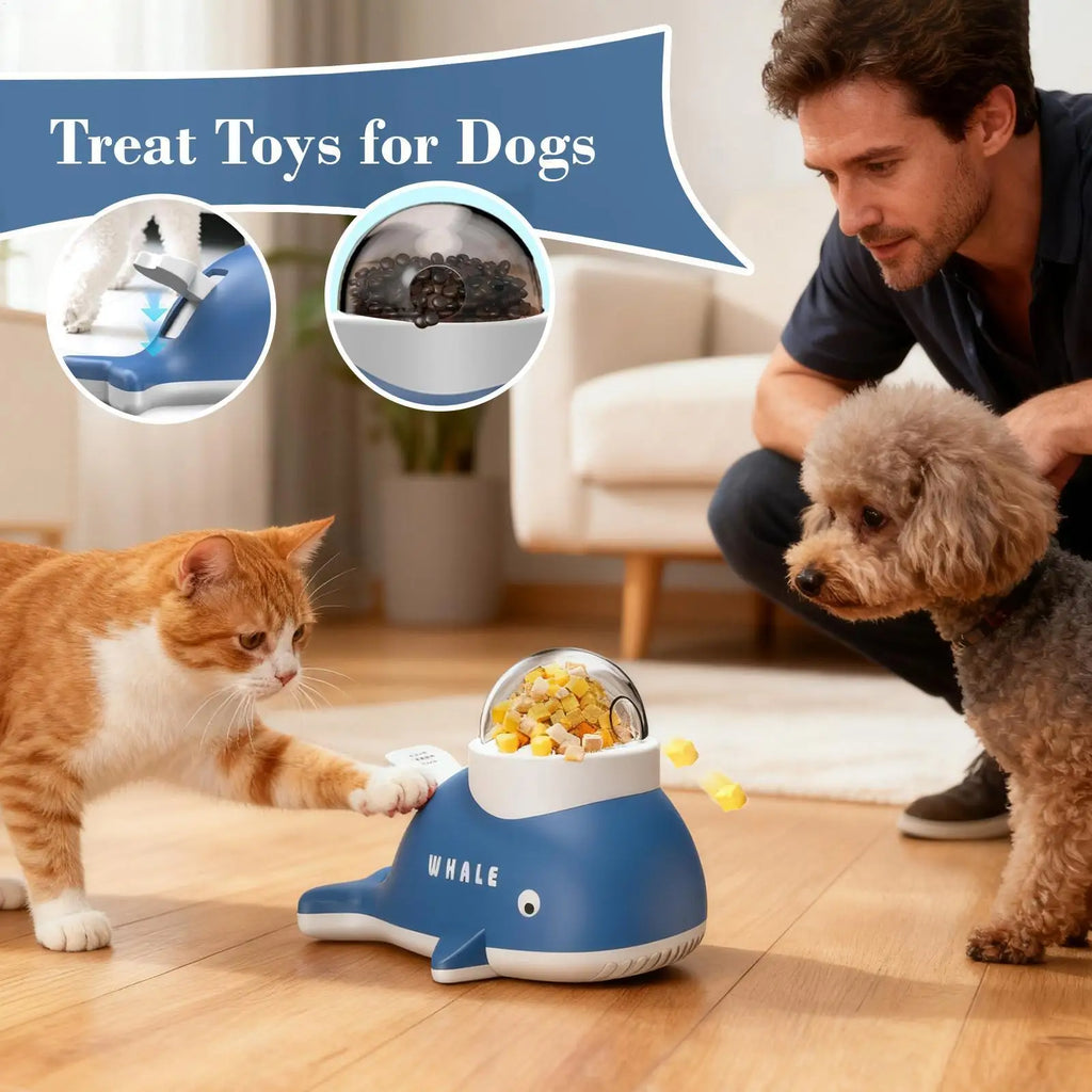 NEW Slow Feeder Dog Toy, Whale Puzzle Treat Dispenser For Mental Enrichment, Healthy Feeding & Indoor Exercise For All Dogs