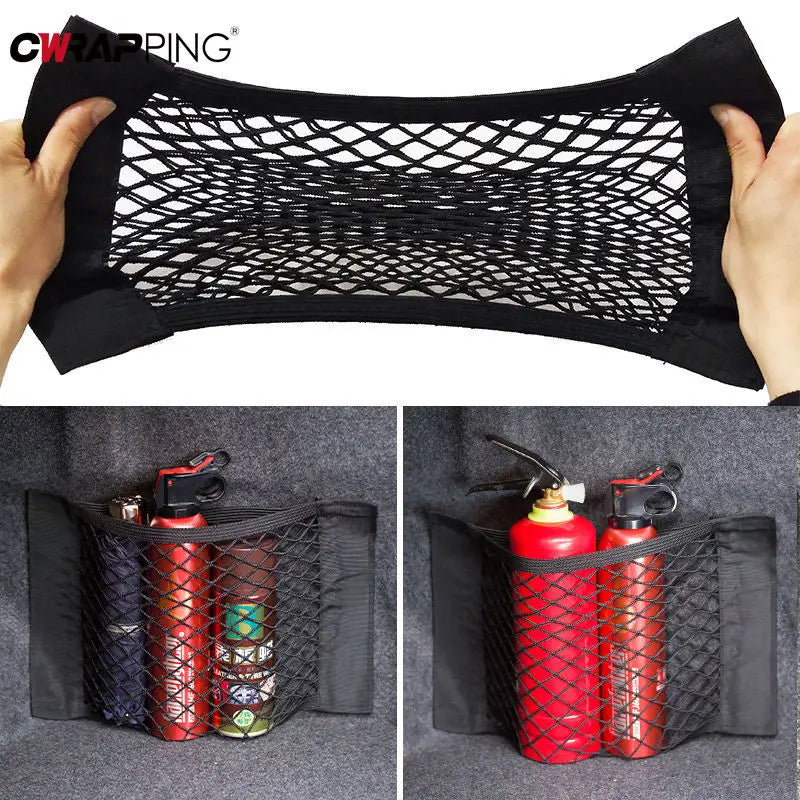 Car Rear Seat Storage Organizer Mesh Adjustable Elastic Straps Anti-Slip Net for SUV Sedan Vehicle Interior Organization Tools Imagen principal del producto